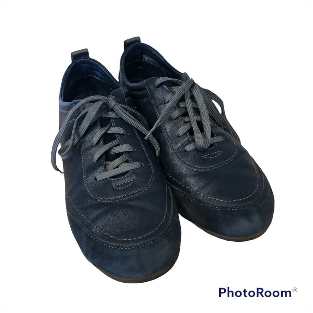 Vionic Leather Suede Shoes Womens Size 10 Blue Lace Up Sneakers